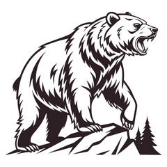 Obraz premium Roaring Grizzly Bear Mascot Vector Illustration.