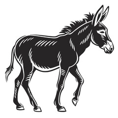 Obraz premium Stylized Black and White Donkey Illustration.