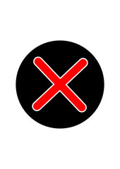 Obraz premium Red Cross Icon - Minimalist Black Circular Vector