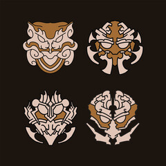 Surreal Monster Mask Vector Set - Stylized Icons