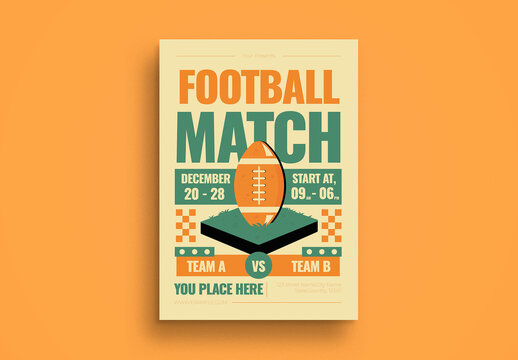 Cream Retro Football Match Flyer Layout