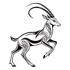 Stylized Tribal Gazelle Antelope Illustration.