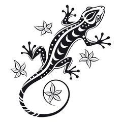 Stylized Tribal Gecko Vector Illustration 1.