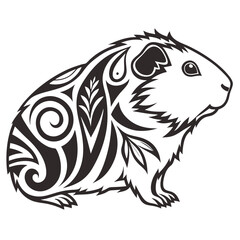 Tribal Guinea Pig Stylized Vector Illustration.