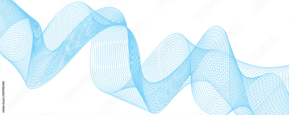 Poster Abstract wave background with smooth, flowing, multicolored gradient lines. Futuristic energy sound waves technology.overlapping lines & sense of motion and fluidity. Freshness and energy creative.