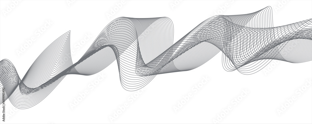 Poster colorful and gray abstract background with flowing particles. wave transparent modern background. ve