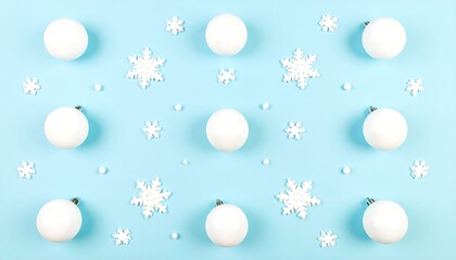 Festive white decorations on a light blue background