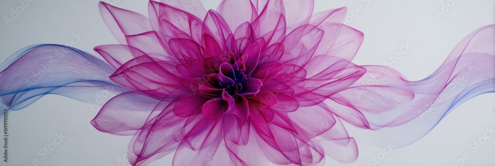 Poster colorful fabric flower design with flowing layers creating an elegant and artistic display