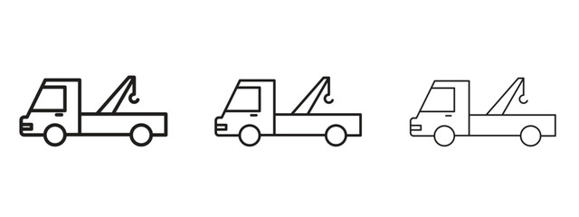 Tow truck icon with outline style, vector illustration designs