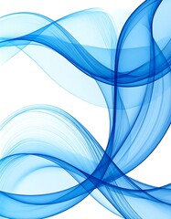 Abstract swirling blue waves on white