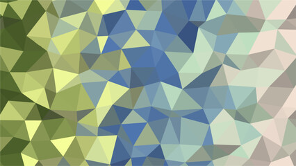 Fototapeta premium Abstract geometric low poly background with green blue and beige gradient triangles polygon