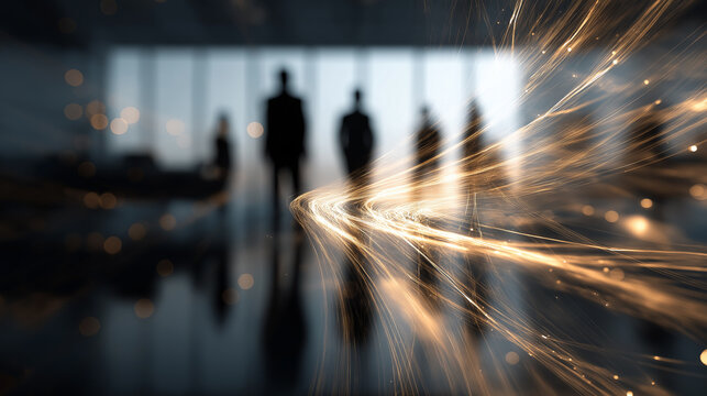 blurred office background with particles