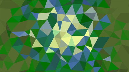 Abstract geometric low poly pattern with green blue and yellow triangles background