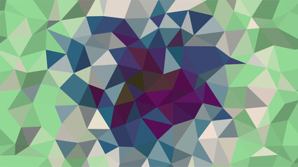 Obraz premium Abstract geometric pattern with triangles in shades of green blue and purple Keywords: abstract, geometric, pattern, triangles, polygons, low poly, background, texture, design, art