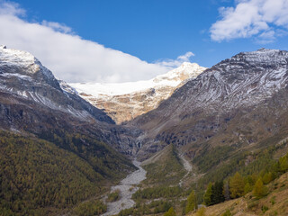Alp Gruem, Switzerland - October 14th 2023: Amazing view from the restaurant terrace towards famous Piz Palue