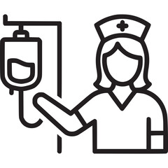 A nurse with an iv drip isolated on white background the icon shows a medical professional in uniform, ready to provide care and support to patients in need of treatment