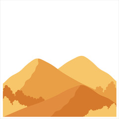 Flat Desert Mountain Vector Flat Illustration