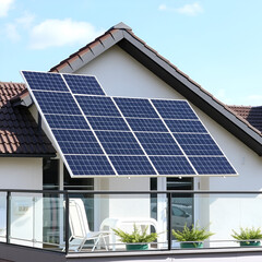 Fototapeta premium Solarpanele an einem Balkon