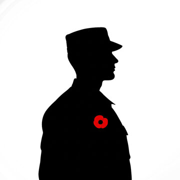 soldier silhouette with red poppy clip art preview