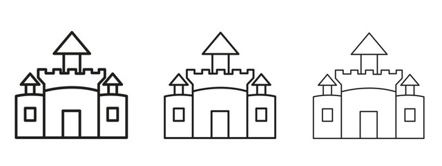 Castle icon with outline style, vector illustration designs