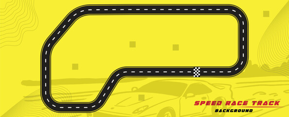 Creative vector illusion of race track isolated on yellow background