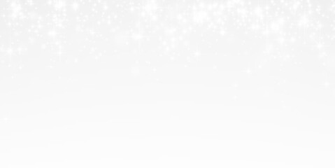 The snow is gently and slowly falling in slow motion on a white background