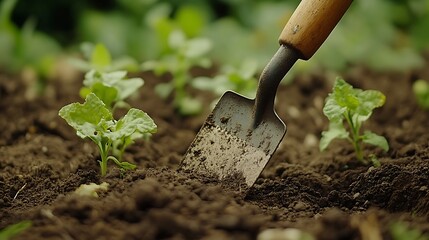 Gardening Tranquil HandTilling Young Plants.