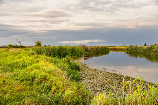 The Nida Valley. The meanders of the Nida River during the golden hour. Ponidzie. swietokrzyskie Province, Poland