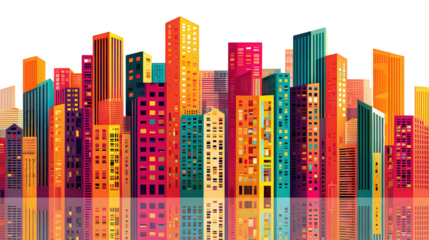 Colorful Pixelated Cityscape at Night