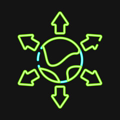 Icon export. Export import elements. Icon in neon style.