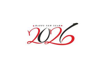 2026 Happy New Year Text Typography Design Element flyer, banner design.