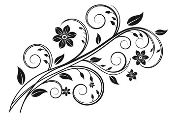 Black Floral Swirls and Flowers Design.