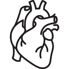 Human heart icon isolated on white background anatomy, organ, cardiovascular system, health, medicine simple outline vector illustration of a human heart