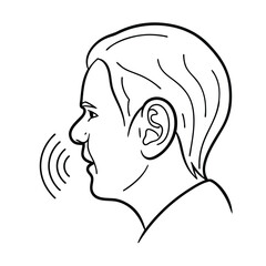 Minimal Line Art Illustration of a Human Ear With Details, Simple Anatomy Vector, Modern Medical Graphic Design