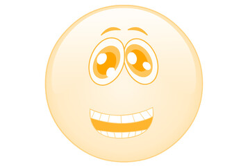 A happy cartoonish egg with a wide grin and surprised eyes isolated on transparent background