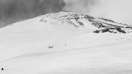 Silhouettes Climbers The Slope During
