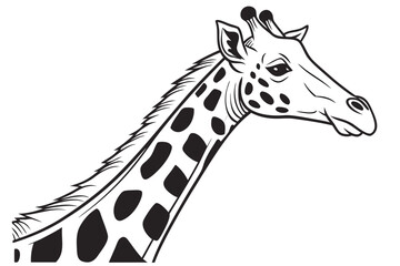 Naklejka premium Stylized Black and White Giraffe Head Illustration.