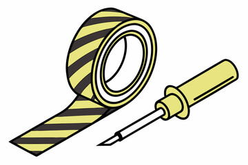 Warning Tape and Screwdriver Tool.