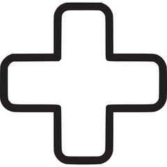 Obraz premium A bold black plus sign isolated on white background, symbolizing addition, positivity, and connection in a minimalist and modern design, perfect for various applications