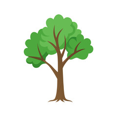 Fototapeta premium Green tree vector illustration, tree clip art with green leaves, green tree vector, tree clip art, tree clip art icon, tree clip art vector icon, tree clip art isolated on white.