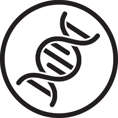 Dna molecule in circle isolated on white background genetic code, heredity, or biotechnology concept in vector line art illustration for scientific or medical design