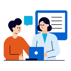 Doctor and patient discussing medical information on laptop