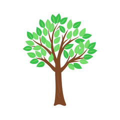Obraz premium Green tree vector illustration, tree clip art with green leaves, green tree vector, tree clip art, tree clip art icon, tree clip art vector icon, tree clip art isolated on white.