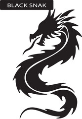 Black Dragon Silhouette: An enigmatic black dragon silhouette poised against a stark background, embodies power, mystery and legendary. Its intricate form sparks imagination.