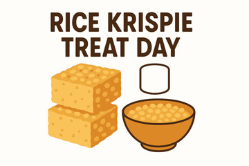 Rice Krispie Treat Day Flat Vector Illustration with Dessert Icons