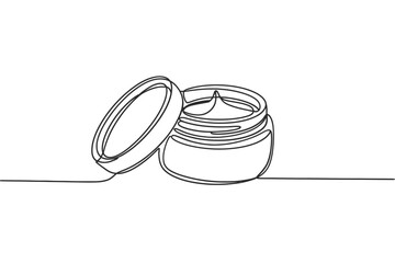 Minimalist line art drawing of an open cream jar