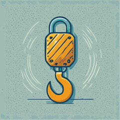 Orange Crane Hook Lifting Weights On Gray Textured Background