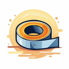 Blue and Orange Roll of Adhesive Tape on Peach Background