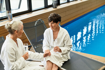 Relaxing together in a wellness retreat, enjoying quality time and companionship