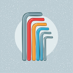 Colorful Allen Wrenches on a Textured Grey Background